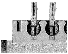 Černobílá kresba systému paličky vrhajícího se do minometů