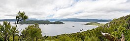 View of various islands in Taiari Chalky Inlet