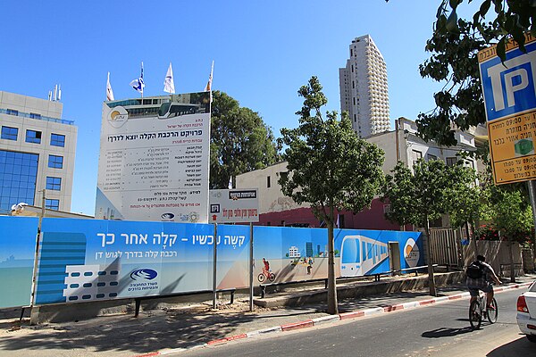 Tel Aviv Light rail, construction site on Yehuda Halevi Street