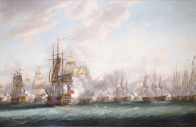 The Battle of the Saintes between British and French fleets in 1782, by Nicholas Pocock