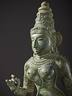 Vishnun lootussilmäisen puolison patsas 1200-luvulta, Los Angelesin piirikunnan taidemuseon kokoelma