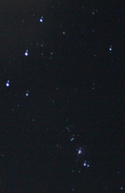 Orion's belt at top left, Orion's sword at bottom right