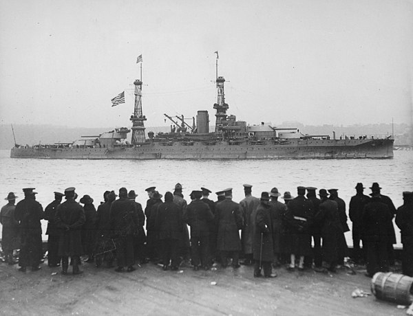 Arizona at the United States' post-First World War naval review in New York, December 1918