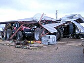 This farm south of Halley was damaged when an EF2 tornado struck Chicot and Desha counties on December 20-21, 2013. Tornado Damage to Farm South of Halley, Arkansas.jpg