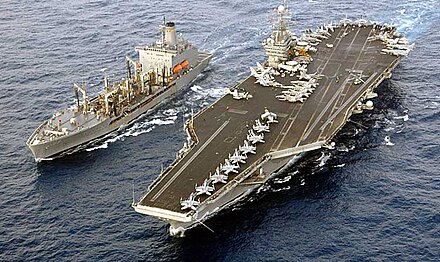 American aircraft carrier USS Harry S. Truman and a replenishment ship