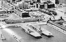 Wolverine and Sable moored in Chicago, c. 1944 USS Wolverine (IX-64) and USS Sable (IX-81) moored at Chicago, Illinois (USA), circa in 1944.jpg