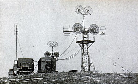 US Army Signal Corps portable microwave relay station, 1945. Microwave relay systems were first developed in World War II for secure military communication.