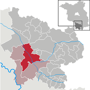 Poziția orașului Uebigau-Wahrenbrück pe harta districtului Elbe-Elster