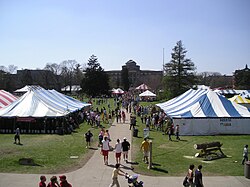 Visitors browse the hundreds of activities and displays put on by Iowa State University student organizations and departments during VEISHEA Village 2007. VEISHEAvillage2007.jpg