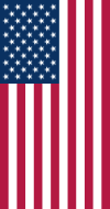 The proper stationary vertical display. The union (blue box of stars) should always be in the upper-left corner. Vertical United States Flag.svg