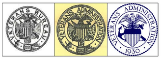 The respective historical seals of the Veterans Bureau and Veterans Administration. Veteransaffairsformerseals.webp