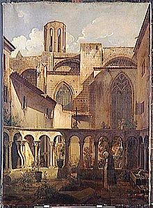 Vue intérieure du cloître Saint-Sauveur à Aix-en-Provence, 1829, Auguste de Forbin, musée du Louvre