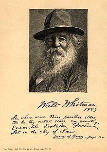 Frontispiece of the 1883 edition of Leaves of Grass by Walt Whitman Whitman, Walt (1819-1892) - 1883 - Engraving.jpg