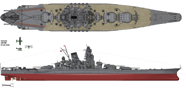 Schiţa cuirasatului Yamato