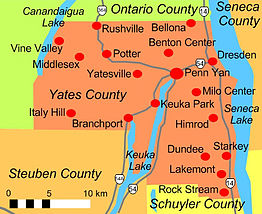 Kaart van Yates County