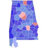 1982 Alabama gubernatorial election results map by county.svg