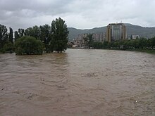 Flooding in Zenica, 15 May 2014 2014 Bosnia and Herzegovina floods Kamerovica flied.jpg