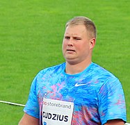 Der Titelverteidiger und Weltmeister von 2017 Andrius Gudžius belegte Rang sechs