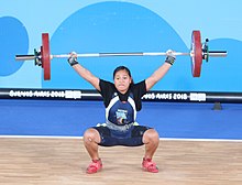 2018-10-12 Weightlifting at the 2018 Summer Youth Olympics – Girls' 63kg – Snatch (Martin Rulsch) 049.jpg