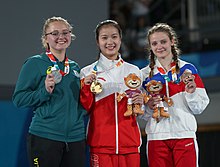 2018-10-14 Gymnastics at 2018 Summer Youth Olympics – Girls' Trampoline Gymnastics – Victory ceremony (Martin Rulsch) 33.jpg