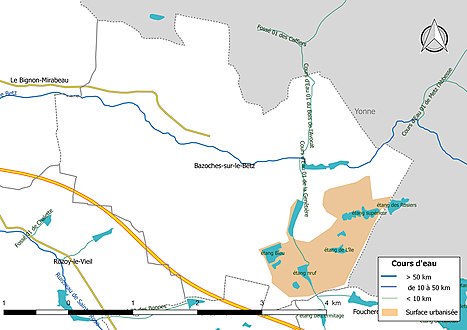 Réseau hydrographique de Bazoches-sur-le-Betz.