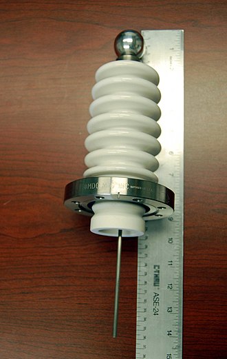 60 kV vacuum feedthrough on a conflat flange 60kV Feedthrough.jpg