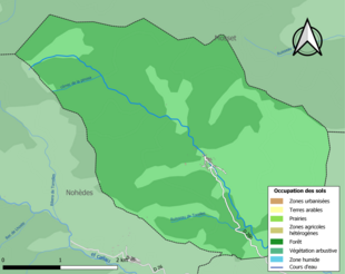 Barevná mapa znázorňující využití půdy.