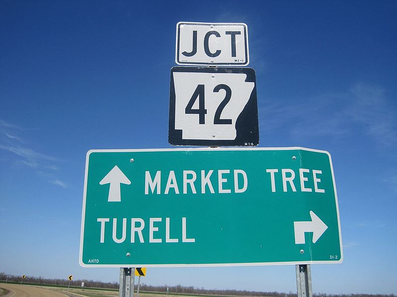 File:AR State Highway 42 sign near Earle AR 2014-03-28 002.jpg