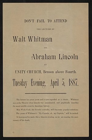 Walt Whitman's Lectures On Abraham Lincoln