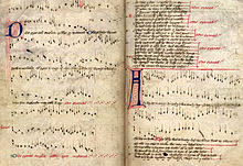 Facsimile of the Selden Carol Book version of the Agincourt Carol (15th century). Oxford, Bodleian Library, Manuscript Archives Agincourtcarol.jpg