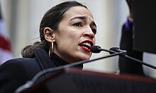 Alexandria Ocasio-Cortez at Women's March in New York City in 2019 Alexandria Ocasio-Cortez @ Women's March NYC (46115223655).jpg