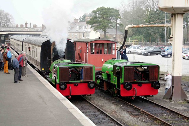 Alfred and Judy at Bodmin General shunting passenger coaches and heritage goods wagons