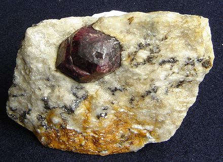 Almandine in metamorphic rock