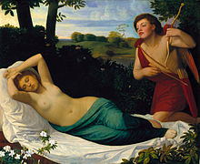 Cupid and Psyche (1867) by Alphonse Legros, criticized for rendering female nudity as "commonplace" Alphonse Legros - Cupid and Psyche - Google Art Project.jpg