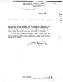 Memorandum sent from Laird to Kissinger April 30 1969 Laird Memo to Kissinger.png