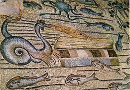 Aquilea, mosaico del pavimento de principios del siglo IV, con la historia de Jonás