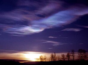 NASA source: Arctic polar stratospheric clouds like these lead to ozone destruction. Credit: Ross Salawitch