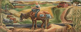 Study for Arrival of the Fall Catalogue (1938), Haines's post office mural in Hastings, Minnesota Arrival of Fall Catalog SAAM-1985.8.5 1.jpg