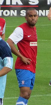 Chambers playing for York City in 2012 Ashley Chambers 04-08-2012 1.jpg