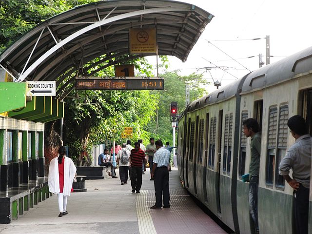 Local train at B.B.D. Bag railway station heading towards Majerhat railway station