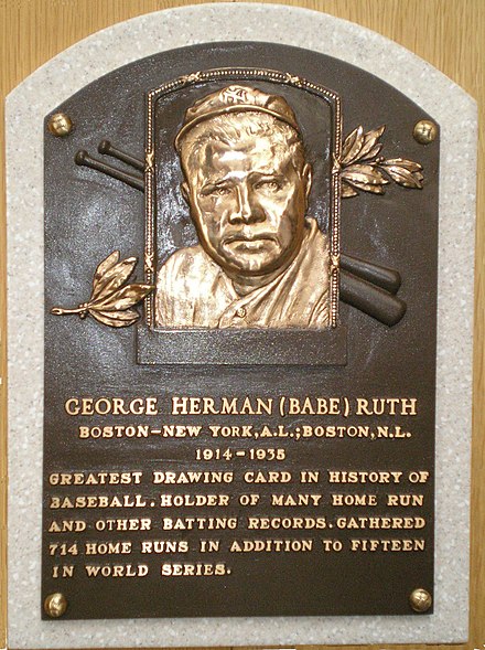 Babe Ruth's plaque in the Hall of Fame