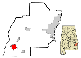 Barbour County Alabama Incorporated and Unincorporated areas Clio Highlighted.svg