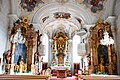 Cultural heritage monuments in Bayrischzell Innenraum der Kirche St. Margareth in Bayrischzell, Landkreis Miesbach, Regierungsbezirk Oberbayern, Bayern. Gebäude als Baudenkmal in der Bayerischen Denkmalliste aufgeführt. Laut Denkmalliste in den Jahren 1733/1734 erbaut.