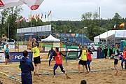 Deutsch: Beachhandball Europameisterschaften 2019 (Beach handball Euro); Tag 5: 6. Juli 2019 – Männer, Platzierungsspiel für die Ränge 5–8, Frankreich-Deutschland 0:2 (18:22, 16:19) English: Beach handball Euro; Day 5: 6 July 2019 – Placement Match/Cross Match for rank 5–8 Men – Frankreich-Deutschland 0:2 (18:22, 16:19)