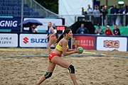 Deutsch: Beachhandball Europameisterschaften 2019 (Beach handball Euro); Tag 5: 6. Juli 2019 – Frauen, Platzierungsspiel für die Ränge 9–12, Deutschland-Polen 2:1 (22:23, 19:16, 7:6) English: Beach handball Euro; Day 5: 6 July 2019 – Placement Match/Cross Match for rank 9–12 Women – Germany-Poland 2:1 (22:23, 19:16, 7:6)