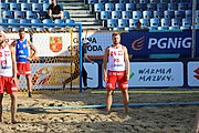 Deutsch: Beachhandball Europameisterschaften 2019 (Beach handball Euro); Tag 4: 5. Juli 2019 – Männer, Viertelfinale, Russland-Polen 2:0 (30:22, 19:18) English: Beach handball Euro; Day 4: 5 July 2019 – Quarter Final Men – Russia-Poland 2:0 (30:22, 19:18)