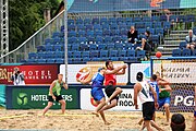 Deutsch: Beachhandball Europameisterschaften 2019 (Beach handball Euro); Tag 5: 6. Juli 2019 – Männer, Halbfinale, Dänemark-Ungarn 2:0 (19:16, 22:18) English: Beach handball Euro; Day 5: 6 July 2019 – Semifinal Men – Denmark-Ukraie 2:0 (19:16, 22:18)