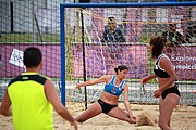 Deutsch: Beachhandball bei den Olympischen Jugendspielen 2018; Tag 5, 10. November 2018; Mädchen, Platzierungsrunde - Russland-Türkei 2:0 English: Beach handball at the 2018 Summer Youth Olympics at 11 October 2018 – Girls Consolation Round – Russland-Turkey 2:0