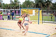 Deutsch: Beachhandball bei den Olympischen Jugendspielen 2018; Tag 5, 10. November 2018; Mädchen, Hauptrunde - Chinese Taipei (Taiwan)-Paraguay 2:0 English: Beach handball at the 2018 Summer Youth Olympics at 11 October 2018 – Girls Main Round – Chinese Taipei (Taiwan)-Paraguay 2:0