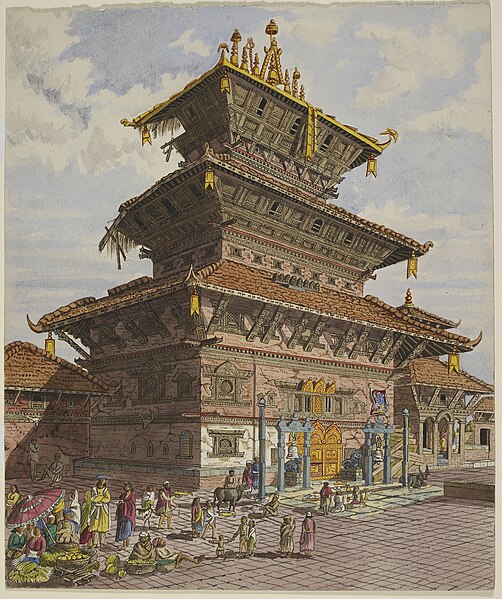 File:Bhairava Temple, Bhatgaon - Oldfield collection (1852) - BL WD 3318.jpg